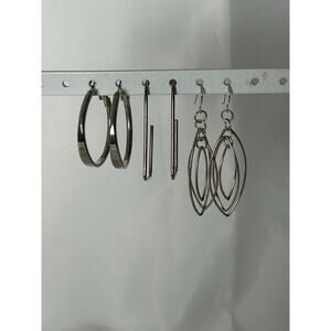 Lot Of 3 Silver Tone Dangle Earrings